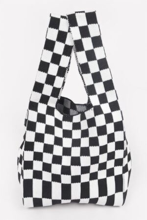 Checkerboard Woven Poly Tote – Slim Graphic Bag