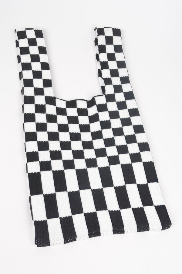 Checkerboard Woven Poly Tote – Slim Graphic Bag