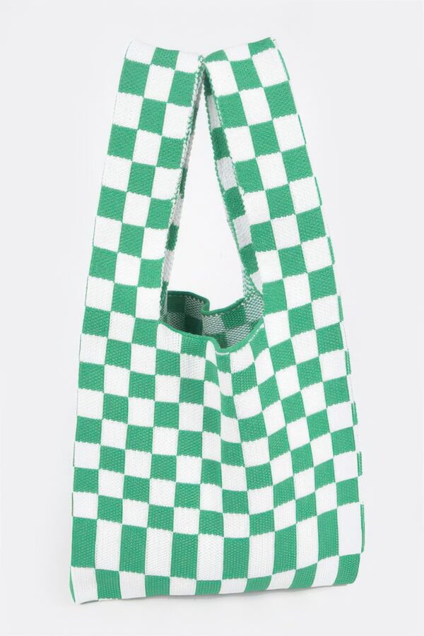 Checkerboard Woven Poly Tote – Slim Graphic Bag
