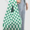 Checkerboard Woven Poly Tote – Slim Graphic Bag