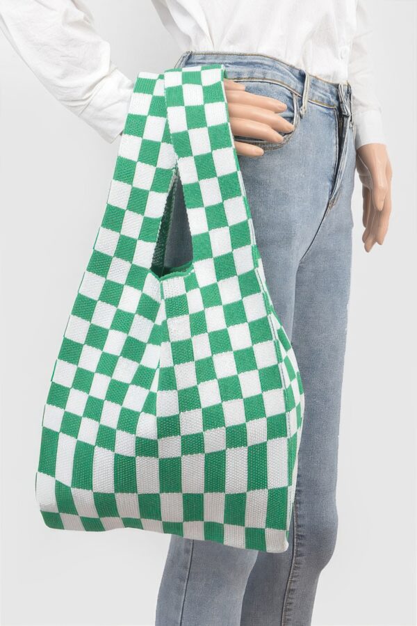 Checkerboard Woven Poly Tote – Slim Graphic Bag