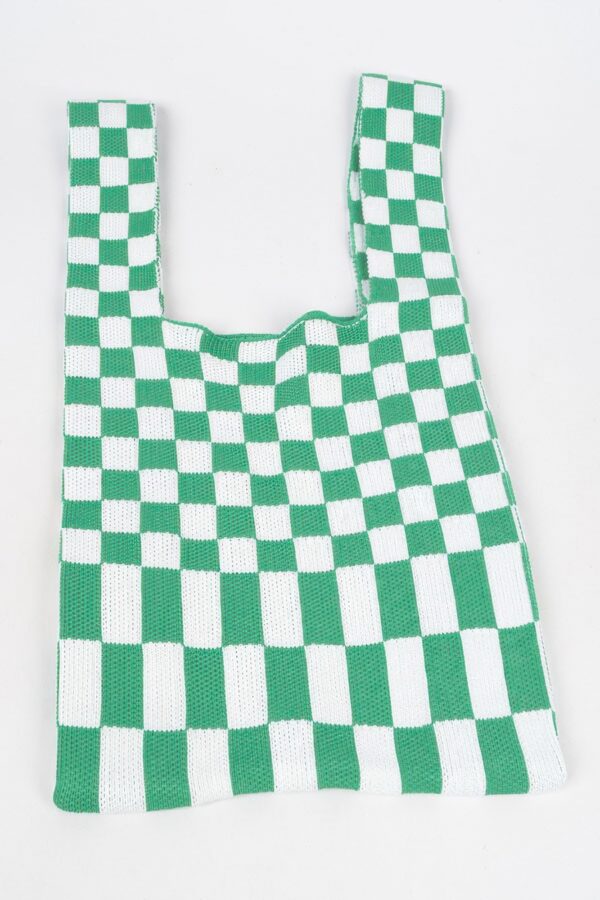 Checkerboard Woven Poly Tote – Slim Graphic Bag