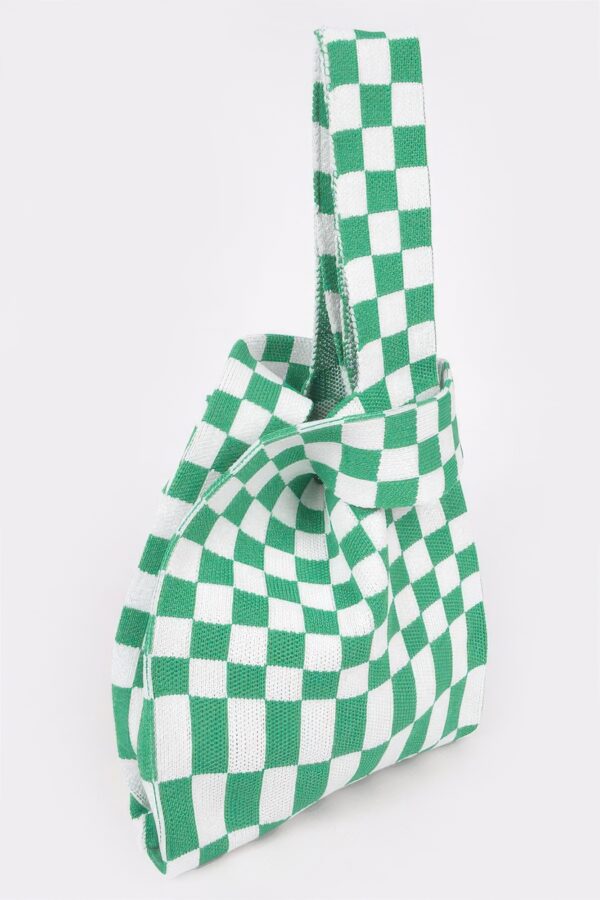 Checkerboard Woven Poly Tote – Slim Graphic Bag