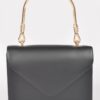Vegan Top-Handle Bag with Gold Metal Accent – Noir
