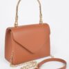 Vegan Top-Handle Bag with Gold Metal Accent – Noir