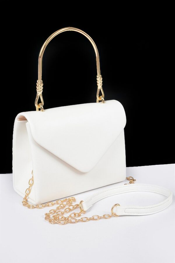 Vegan Top-Handle Bag with Gold Metal Accent – Noir