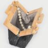 Faux Straw Clutch with Wood Frame & Pearl Chain