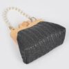 Faux Straw Clutch with Wood Frame & Pearl Chain