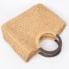 Straw Tote Bag with Round Wooden Handles