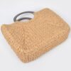 Straw Tote Bag with Round Wooden Handles