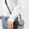 Rhinestone Top-Handle Crossbody Bag with Silver Trim