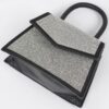 Rhinestone Top-Handle Crossbody Bag with Silver Trim
