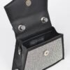 Rhinestone Top-Handle Crossbody Bag with Silver Trim