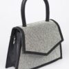 Rhinestone Top-Handle Crossbody Bag with Silver Trim