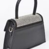 Rhinestone Top-Handle Crossbody Bag with Silver Trim