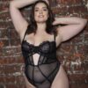 Cameryn Lace & Mesh Bodysuit – Plus Size Black