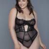 Cameryn Lace & Mesh Bodysuit – Plus Size Black