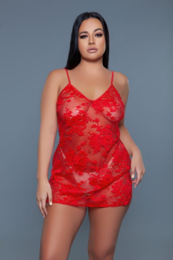 Kelly Floral Lace Chemise – Satin Keyhole Back