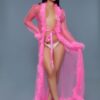 Marabou Robe – Full-Length with Faux Fur Trim