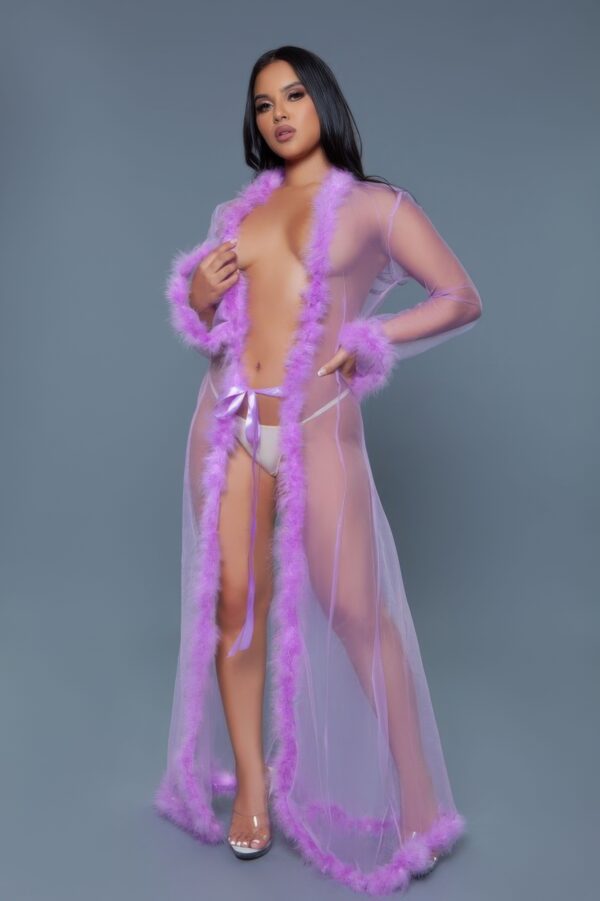 Marabou Robe – Full-Length with Faux Fur Trim
