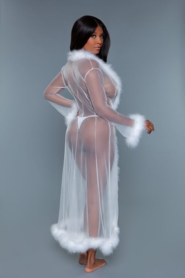 Marabou Robe – Full-Length with Faux Fur Trim