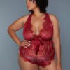 Nancy Teddy – Lace Surplice with Satin Bow