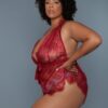 Nancy Teddy – Lace Surplice with Satin Bow