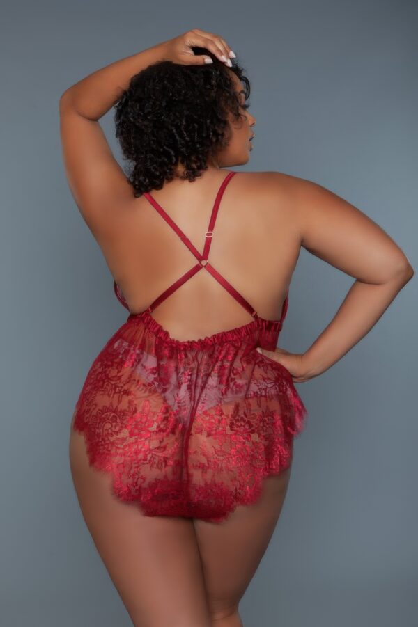 Nancy Teddy – Lace Surplice with Satin Bow