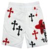 Men’s Chrome Cross Skull Shorts with Jewel Embellishments