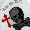 Men’s Chrome Cross Skull Shorts with Jewel Embellishments