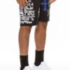 Men’s Chrome Cross Skull Shorts with Jewel Embellishments