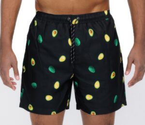 Avocado Print Swim Shorts – Quick-Dry Polyester