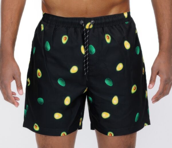 Avocado Print Swim Shorts – Quick-Dry Polyester