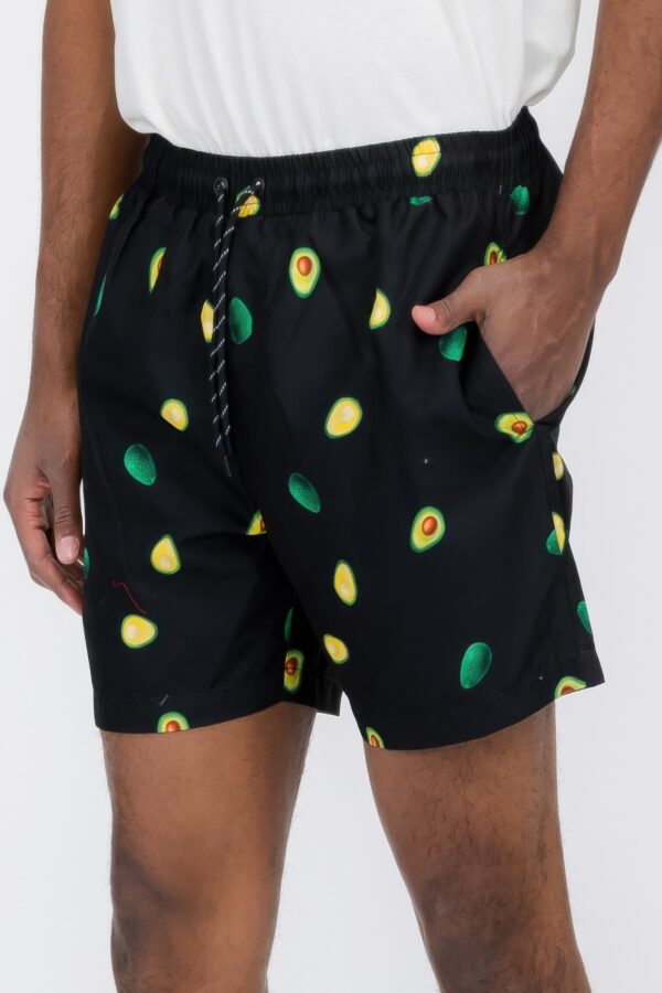 Avocado Print Swim Shorts – Quick-Dry Polyester