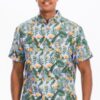 Hawaiian Button-Down Shirt with Vibrant Tropical Print
