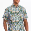 Hawaiian Button-Down Shirt with Vibrant Tropical Print
