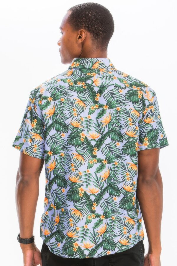 Hawaiian Button-Down Shirt with Vibrant Tropical Print