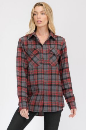 Oversized Plaid Flannel Shirt – Relaxed Boyfriend Fit
