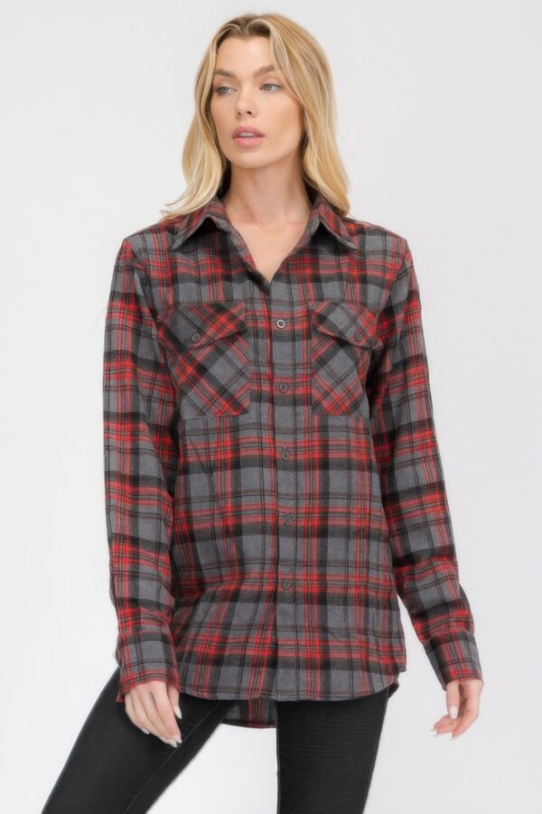 Oversized Plaid Flannel Shirt – Relaxed Boyfriend Fit