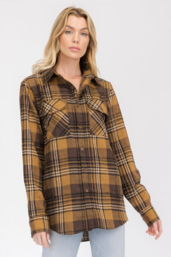 Oversized Plaid Flannel Shirt – Relaxed Boyfriend Fit