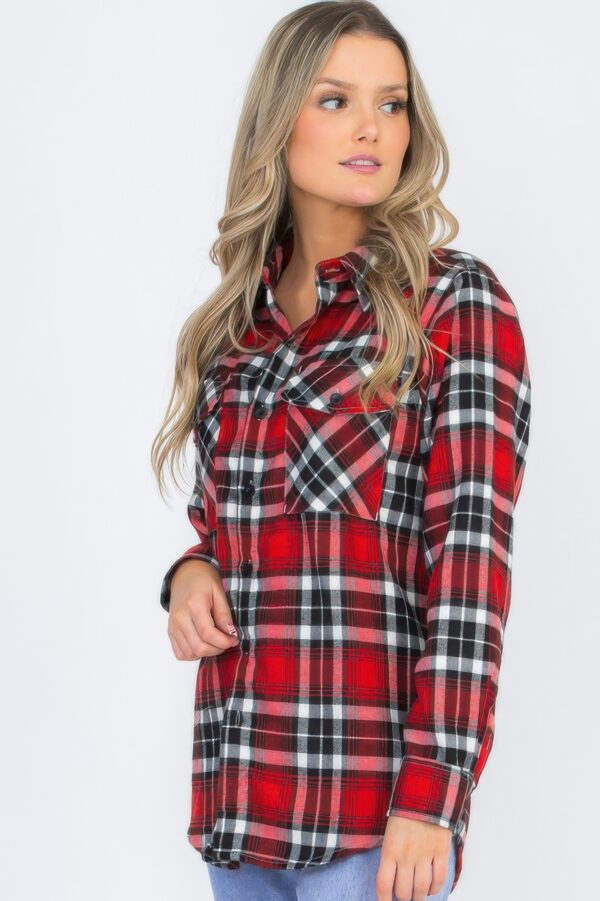 Oversized Plaid Flannel Shirt – Relaxed Boyfriend Fit