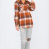 Women’s Oversized Boyfriend Flannel Shirt – Checkered