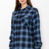 Women’s Oversized Boyfriend Flannel Shirt – Checkered