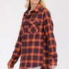 Women’s Oversized Boyfriend Flannel Shirt – Checkered