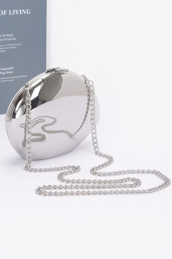 Structured Metal-Trim Clutch with Chain Detail