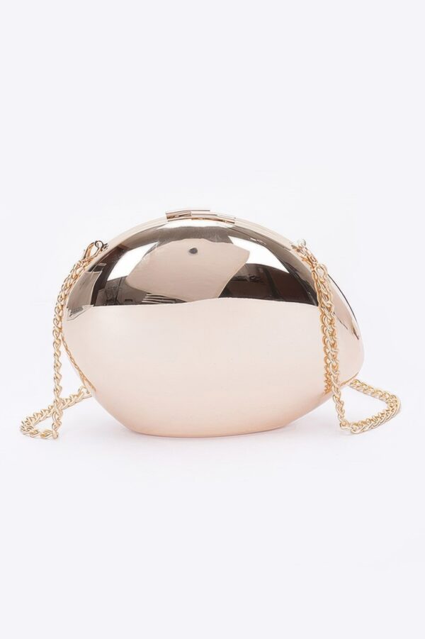 Structured Metal-Trim Clutch with Chain Detail