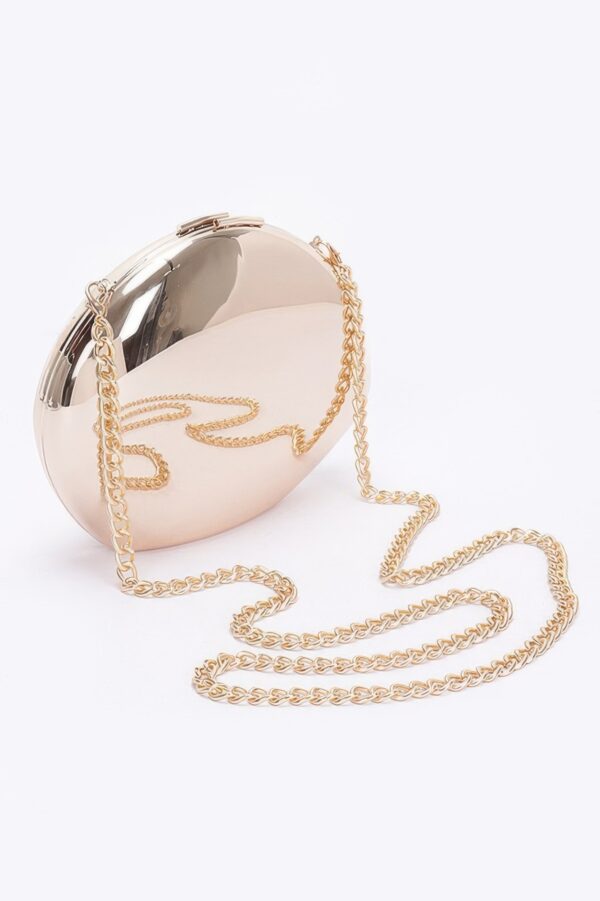 Structured Metal-Trim Clutch with Chain Detail