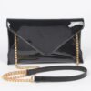 Enamel Envelope Clutch – Glossy Azure with Chain Strap