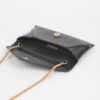 Enamel Envelope Clutch – Glossy Azure with Chain Strap