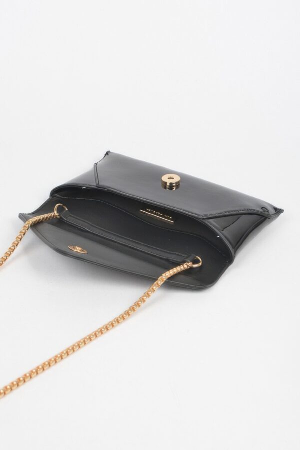 Enamel Envelope Clutch – Glossy Azure with Chain Strap
